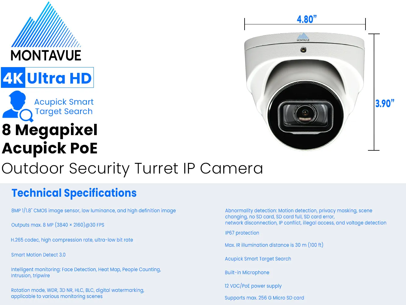 MTT8110 Package | 4K Acupick Turret Cameras and 32 Channel 5 Series AI NVR with 6TB HDD