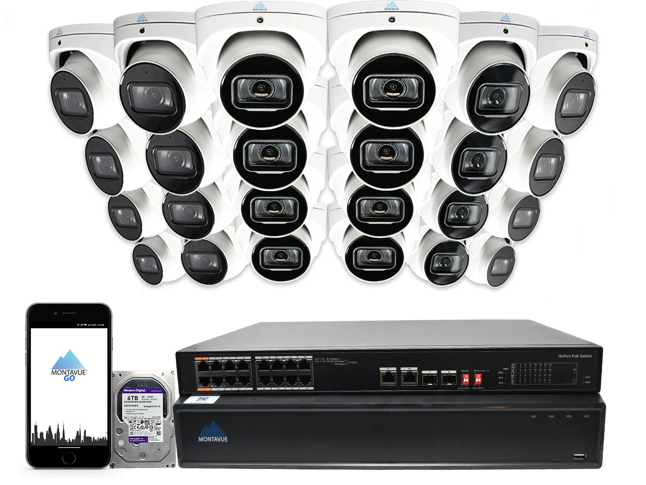 MTT8110 Package | 4K Acupick Turret Cameras and 32 Channel 5 Series AI NVR with 6TB HDD