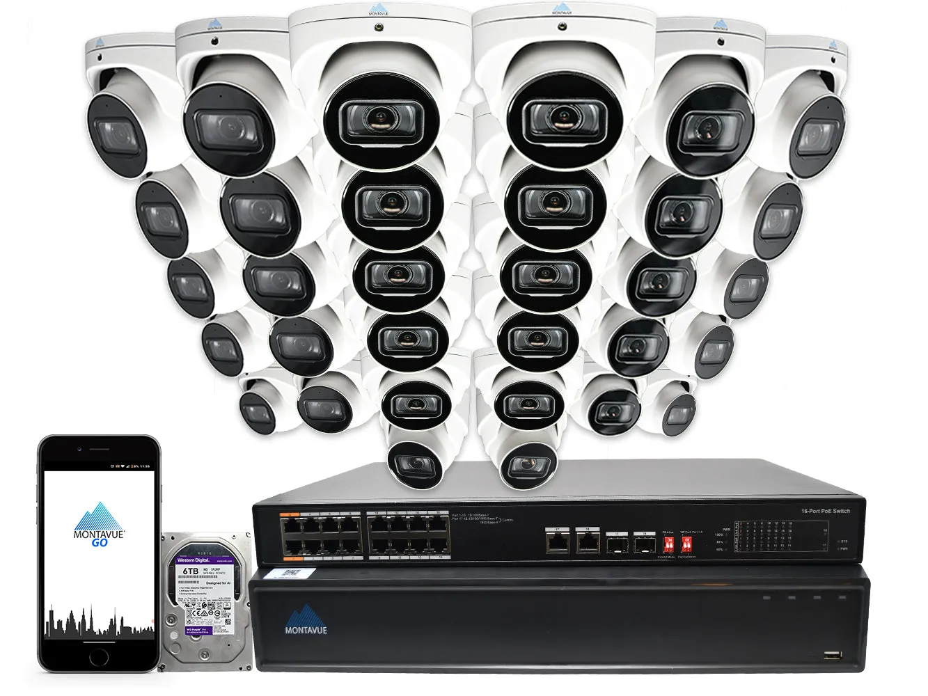 MTT8110 Package | 4K Acupick Turret Cameras and 32 Channel 5 Series AI NVR with 6TB HDD