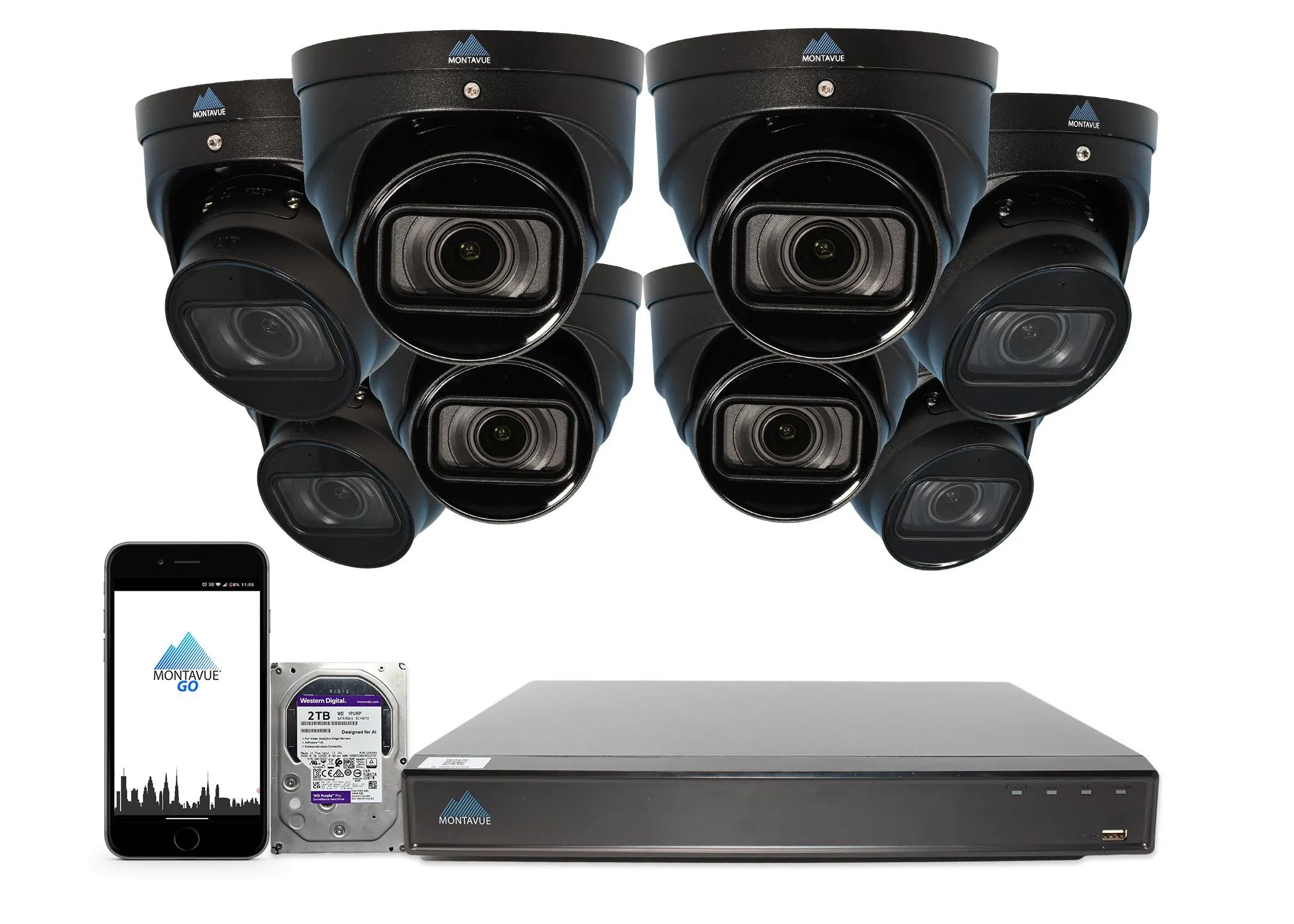 MTT8113-V-AISMD Package | 8MP 4K Smart Varifocal Turret Cameras and 8 Channel 4 Series AI NVR and 2TB HDD