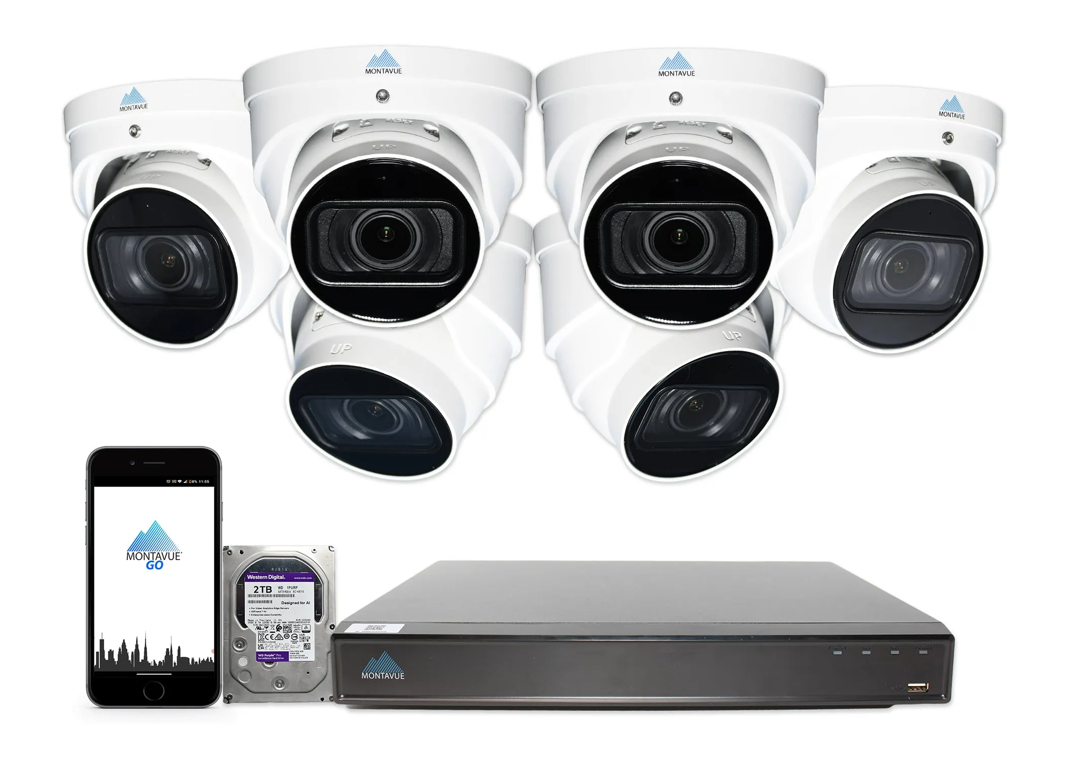 MTT8113-V-AISMD Package | 8MP 4K Smart Varifocal Turret Cameras and 8 Channel 4 Series AI NVR and 2TB HDD