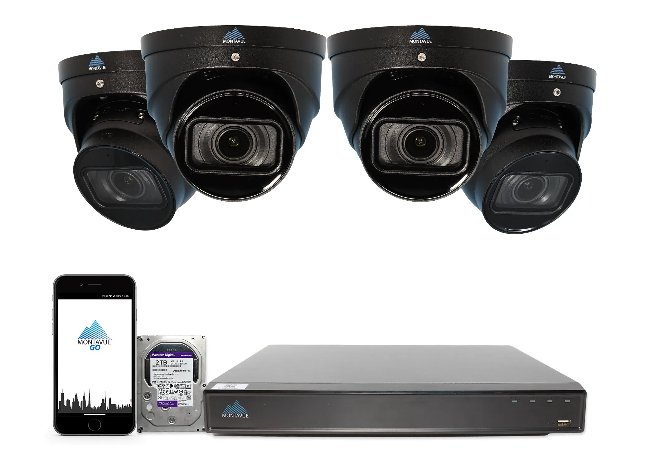 MTT8113-V-AISMD Package | 8MP 4K Smart Varifocal Turret Cameras and 8 Channel 4 Series AI NVR and 2TB HDD