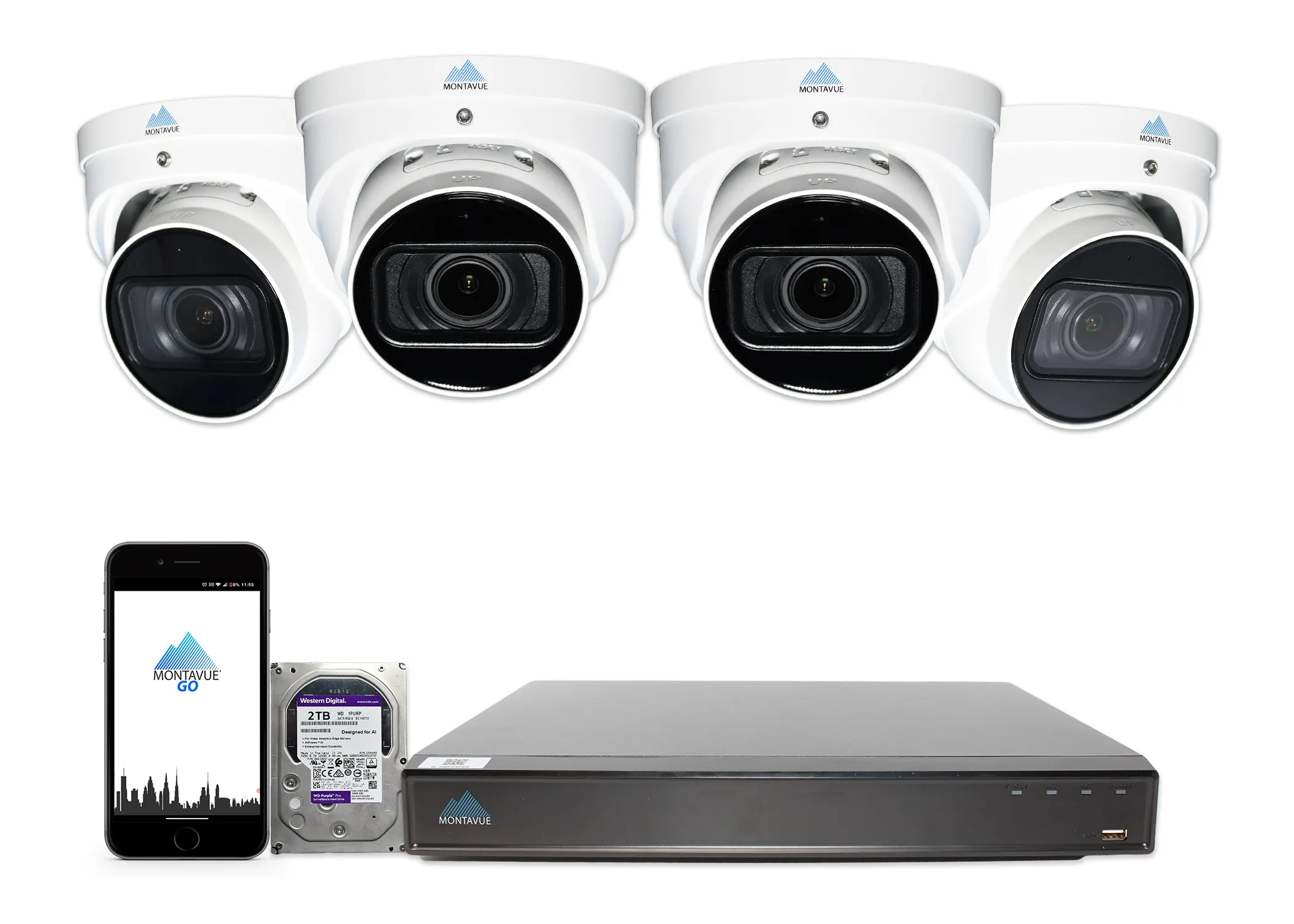 MTT8113-V-AISMD Package | 8MP 4K Smart Varifocal Turret Cameras and 8 Channel 4 Series AI NVR and 2TB HDD