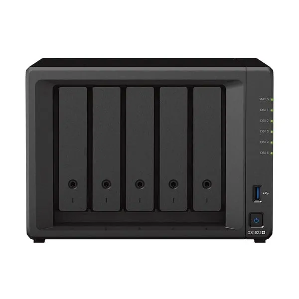 Network storage Synology DS1522  NAS 5 bays with 5 disks of 8TB each, black