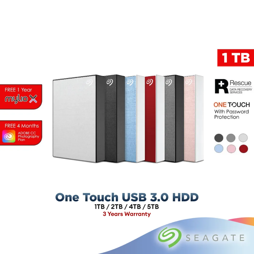 Seagate 1TB One Touch USB 3.0 Portable Hard Drive