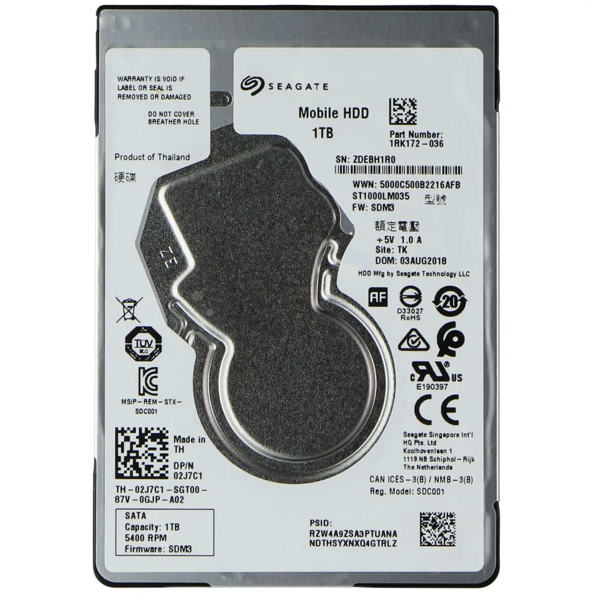 Seagate Mobile HDD (1TB) SATA Hard Drive Storage (ST1000LM035)