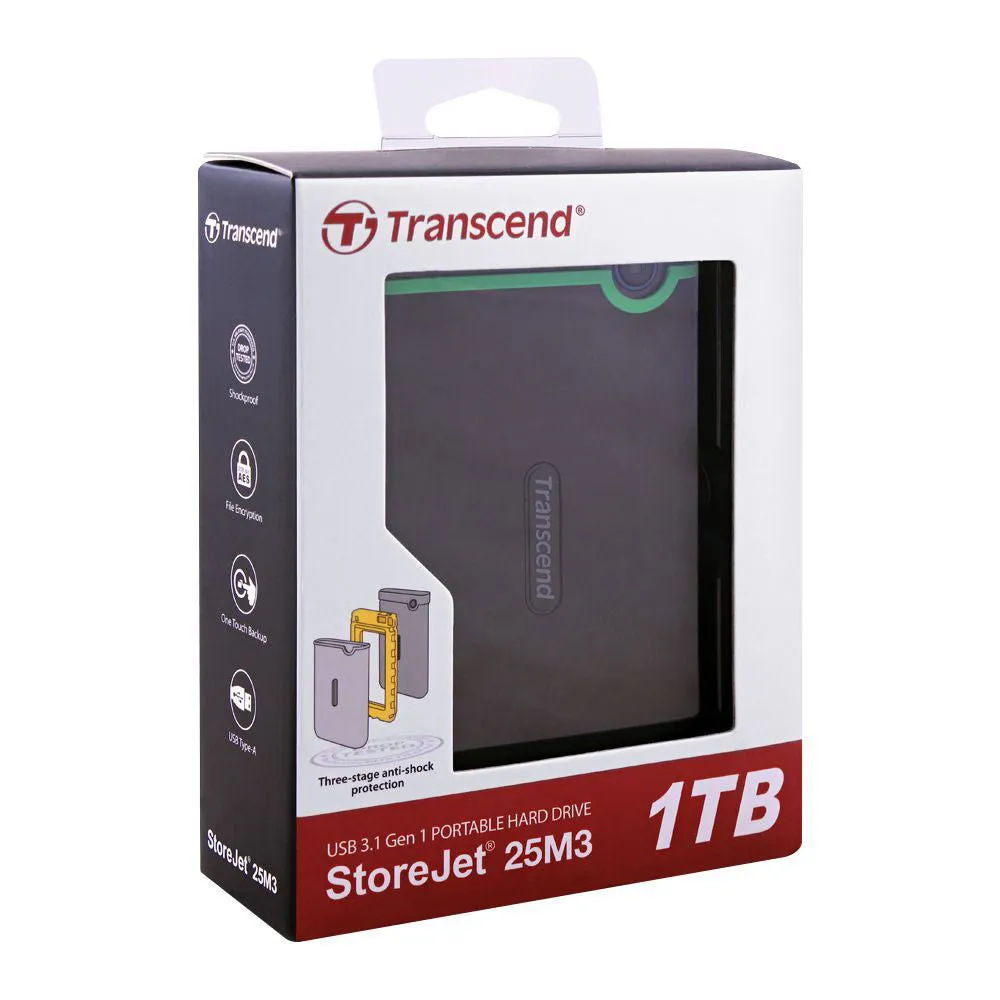 Transcend Storejet 25M3S External Hard Drive 1TB