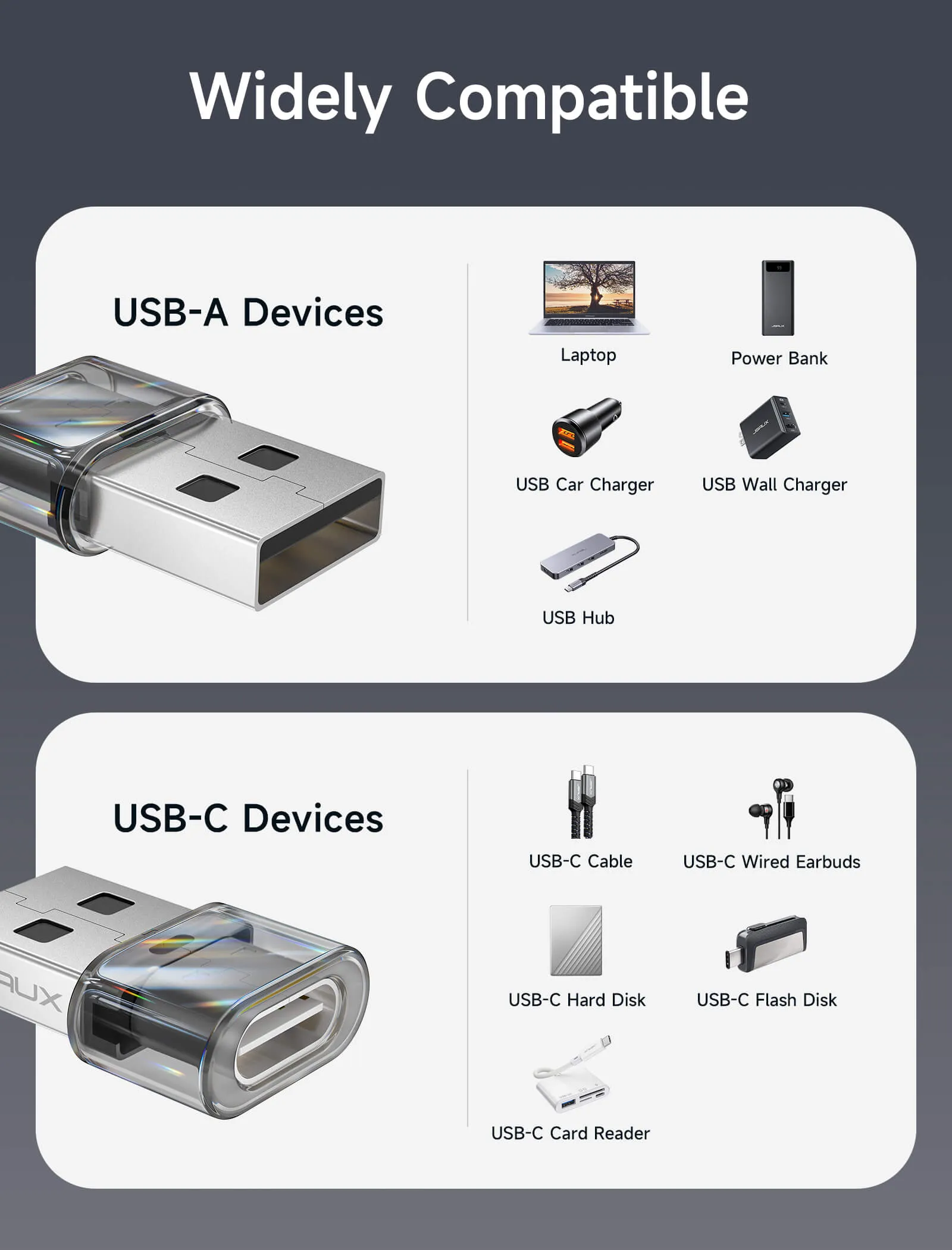 Transparent USB to USB-C Adapter