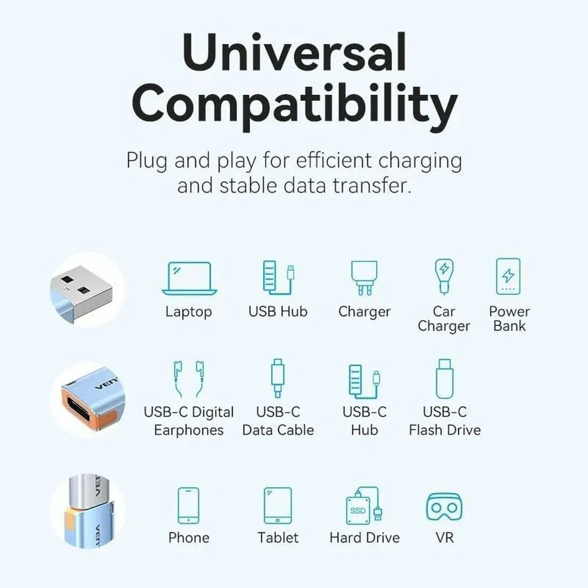 USB to USB-C Adapter Vention CUAH0