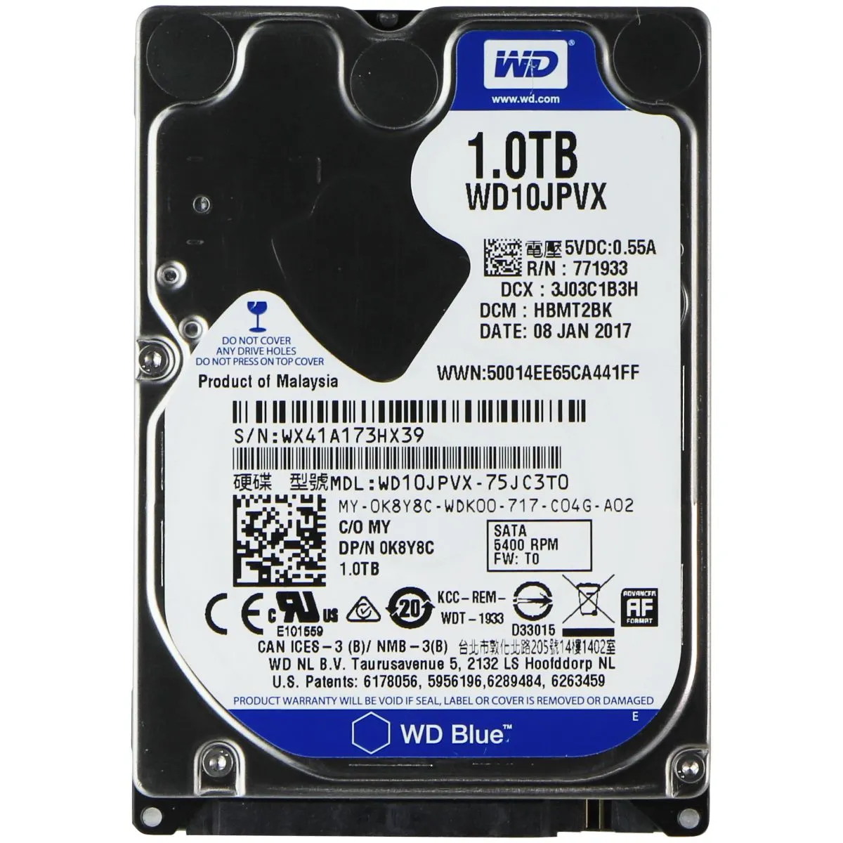 Western Digital (1TB) SATA 6Gb/s Hard Drive Storage (WD10JPVX-75JC3T0)